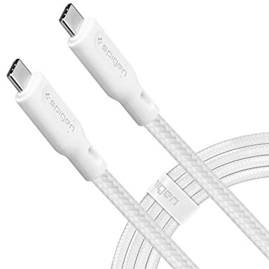 Spigen DuraSync USB C to USB C Cable Power Delivery PD [4.9ft][Premium Cotton Braided] Fast Charging Cable Type C Works with MacBook, iPad Pro 2018, Galaxy, Pixel with a Cable Organizer