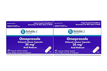 RELIABLE 1 LABORATORIES Omeprazole Delayed-Release Capsules 20Mg Acid Reducer (6 Bottles with 14 Count Each, 84 Count Total)