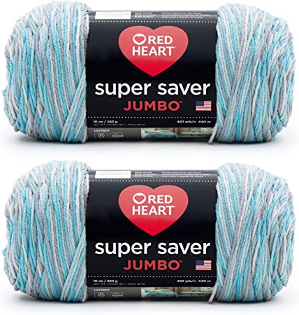 Red Heart Super Saver Jumbo Icelandic, 2 Pack 10oz/283g-Acrylic-#4 Medium-482 Yards, Knitting/Crochet