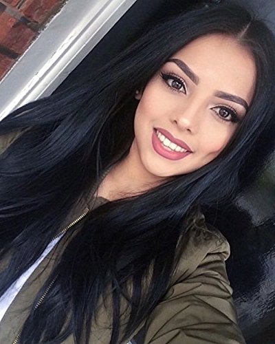 ForQueens Synthetic Long Straight Hair Wigs Black color Full Wig for Women Middle Part Heat Resistant Wigs Long Wigs for Black Women
