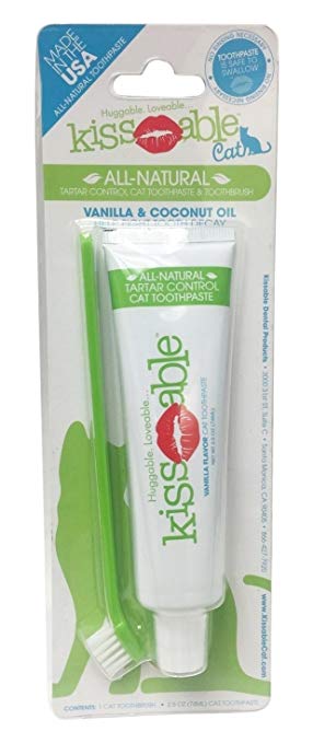 Kissable All Natural Toothpaste & Toothbrush for Dogs | Complete Dental Kit Helps Reduce Tartar and Removes Plaque Buildup | Vanilla Flavor and Cucumber Mint Toothpaste Freshens Breath, Made in USA