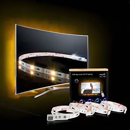 LED TV Backlight, RGB LED Strips 2M/6.56ft USB TV Bias lighting For 40 To 60 IN HDTV Neon Light with Remote.TV Light Strip
