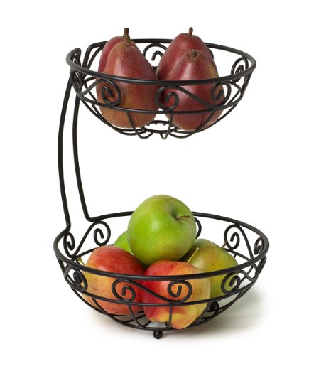 Spectrum Diversified 46810 Scroll Arched 2-Tier Fruit Server Black