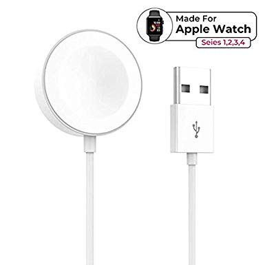 Wireless Watch Charger for Apple Watch Magnetic Charging Cable Compatible with Apple Watch 38mm 40mm 42mm 44mm Series 4/3/2/1 (White)