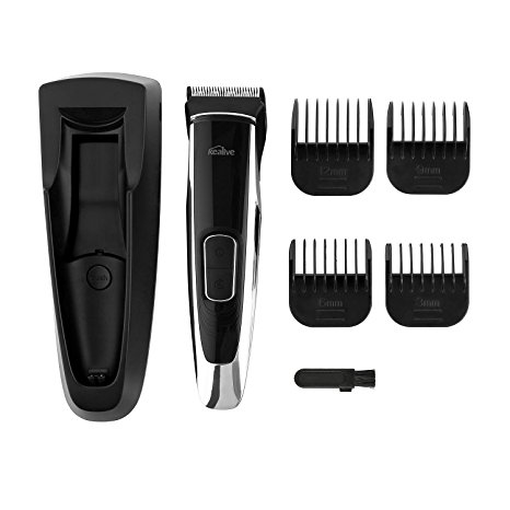 Kealive Hair Clippers Set Water Resistant Cordless Rechargeable Ceramic Blades Hair Clippers for Men with DualCut Technology Accelerator 4 Attachment Combs ( Black )