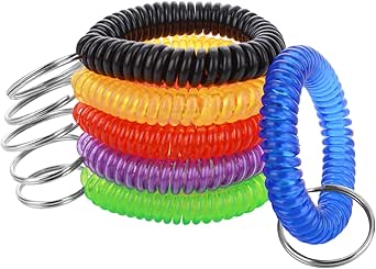 Yolev 6 Color Wrist Coil Keychain Plastic Coil Wristband Stretch Spring Spiral Coil Bracelets Key Chain Wrist Key Holder for Sauna Gym Pool ID Badge and Outdoor Sports