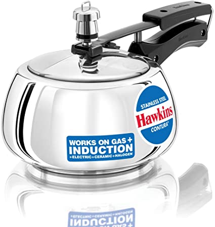 Hawkins Contura Stainless Steel 2 Liter Pressure Cooker for Induction, Electric and Gas Stove (2 Liter)