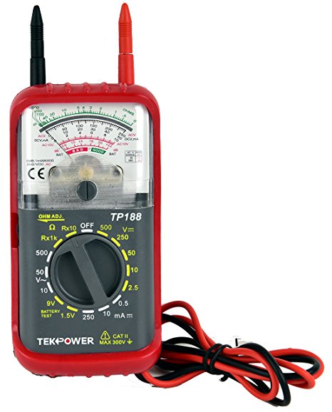 Tekpower TP188 Pocket-size Analog Multimeter with Built -in Test Leads