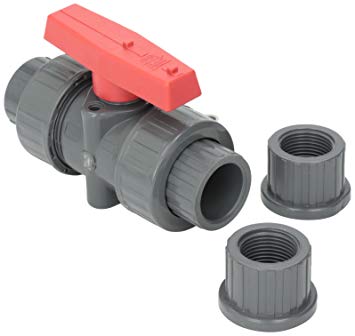 Hayward TBB1007CPEG 3/4-Inch Gray PVC TBB Series True Union Ball Valve with EPDM O-rings and Socket/Threaded End Connection
