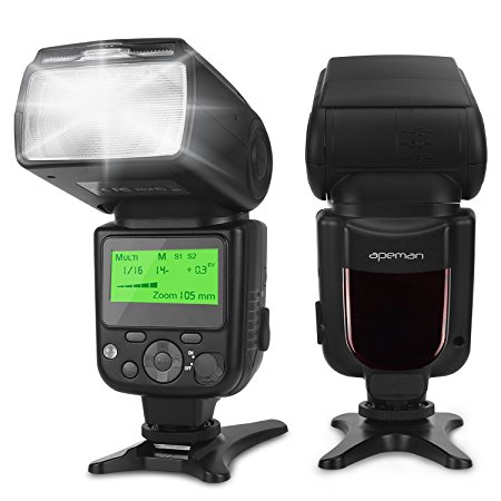 APEMAN Speedlite Flash for Canon, Speedlight for Nikon, Guide Number 58, LCD Display, Multi-functional Portable Package, Compatible with Sony, Panasonic, Pentax, Olympus DSLR Cameras