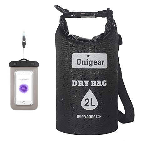 Unigear Dry Bag, 2L/5L/10L/20L Roll Top Lightweight Floating Dry Sack for Kayaking, Boating, Fishing, Camping and Hiking with Waterproof Phone Case