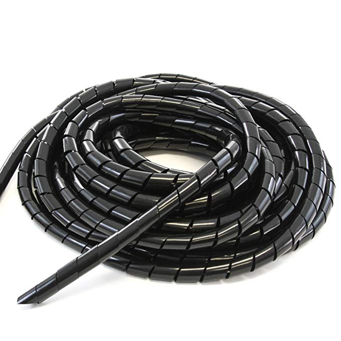 33FT PE 3/4" (20 mm) Black Polyethylene Spiral Wire Wrap Tube PC Manage Cable for Car Computer Cable