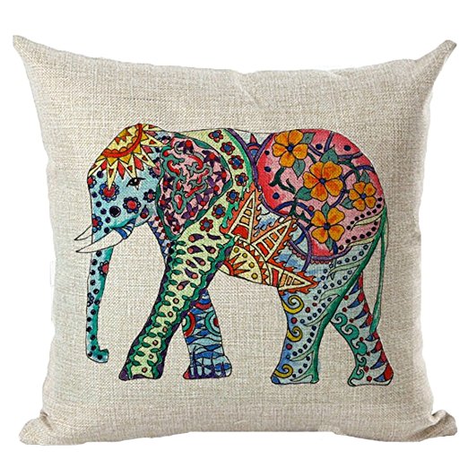 Elephant Printing Stuffed Cushion LivebyCare Linen Cotton Cover Filling Stuffing Throw Pillow Insert Filler Pattern Zipper For Decor Decorative Club Pub Coffee House Bar