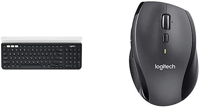 Logitech K780 Multi-Device Wireless Keyboard for Computer, Phone and Tablet & M705 Marathon Wireless Mouse - USB Unifying Receiver, for Computers and laptops, Dark Gray