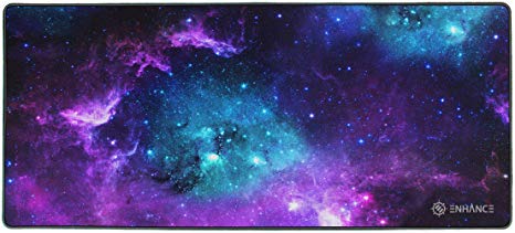 ENHANCE Extended Gaming Mouse Pad, XL Mouse Mat - Anti-Fray Stitching and Low-Friction Tracking Surface with Non-Slip Backing for Professional eSports - Dimensions: 80 x 32.5 cm - Galaxy