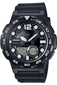 Casio Men Resin Youth-Combination AnalogDigital Black Dial Watch-Aeq-100W-1Avdf (Ad204), Band Color-Black