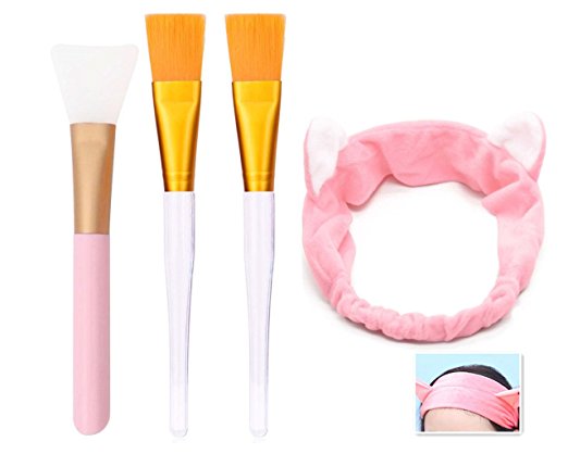Facial Mask Brush - Professional Quality Soft Face Brushes Hair Band for Applying Facial Mask ,Face Mud Mask Mixing Brush Cosmetic Silicone Facial Applicator, Silicone Brush, Eye Mask, or DIY Need