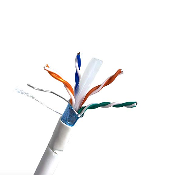 Micro Connectors 500' Solid Shielded (STP) Cat6 Outdoor, UV Resistant Bulk Ethernet Cable - White (TR4-560WOU-500)