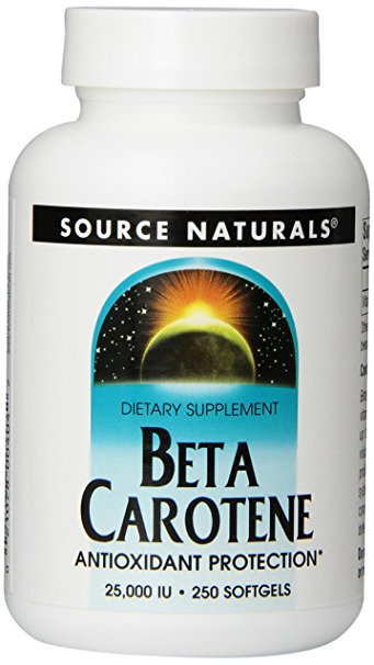 Source Naturals Beta Carotene 25,000IU, Antioxidant Protection Against Free Radicals, 250 Softgels