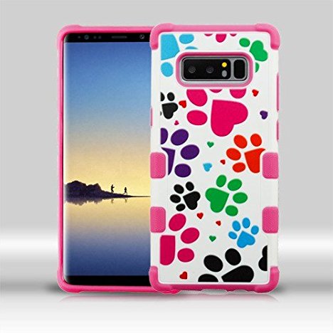 Samsung Galaxy Note 8 Case with Screen Protector, LUXCA [Shock Absorption] Hybrid Dual Layer Protective Phone Cover Case For Samsung Galaxy Note 8 (Colorful Dog Footprints)