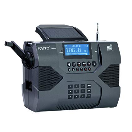 Kaito Emergency Radio Voyager Max KA900 Digital Solar Dynamo Crank Wind Up AM/FM/SW & NOAA Weather Stereo Radio Receiver Bluetooth, Real-time Alert, MP3 Player, Recorder & Phone Charger, Black
