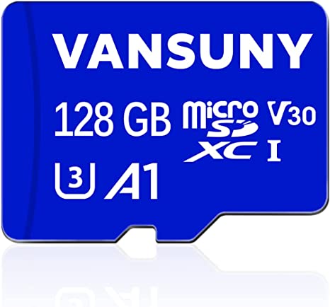 Vansuny Micro SD Card 128GB microSDXC Memory Card with SD Adapter A1 App Performance V30 4K Video Recording C10 U3 Micro SD for Phone, Security Camera, Dash Cam, Action Camera