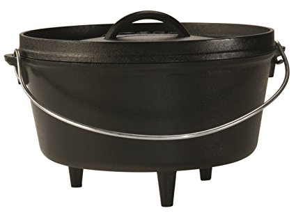 Lodge L10DCO3 Cast Iron Deep Camp Dutch Oven, Pre-Seasoned, 5-Quart