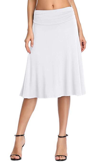 Urban CoCo Women's Ruched Waist Stretchy Flared Yoga Skirt