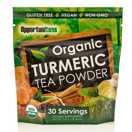 Organic Turmeric Tea  Matcha Green Tea  Turmeric  Cinnamon  Ginger  Black Pepper  Curcumin Powder Supplement  Gluten Free  Vegan  Non GMO  30 Servings