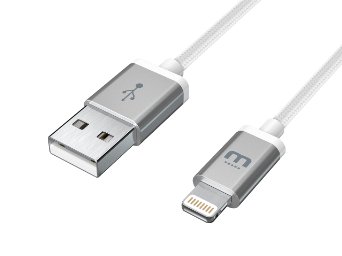 WinnerGear KOOL MFi For Certified Cable Lightning Apple Braided Nylon Strong 3ft (1 Meter) White Aluminum USB Plug Data Sync Charging