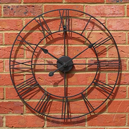 Stunning Metal Roman Numeral Clock - Black 'Iron' (60cm in diameter)