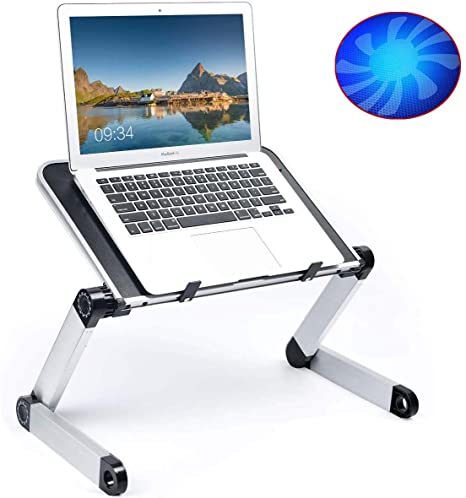Adjustable Laptop Stand Bed Desk 16" Laptop Stand for Bed Couch Sofa Foldable Laptop Table Portable with Cooling & Fan Lightweight Portable Bed Sofa Couch Lap Tray