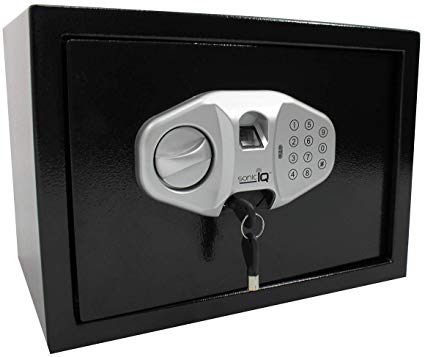 Biometric Safe Lock Box – Wall Small Safe Opens by Electronic Fingerprint Scanning, Keys, Digital Code - Security for Jewelry Cash Money Documents for Home Office Hotel Car