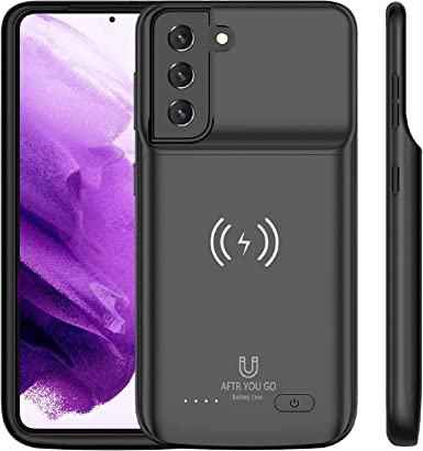 Galaxy S21 Battery Case(6.2inch) Qi Wireless Charging Compatible, 7000mAh Extended Power Case Slim Protective Portable Charger Case Rechargeable for Samsung Regular S21 5G - Black