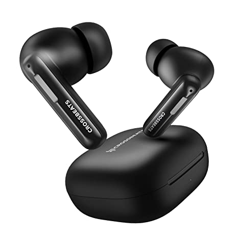 CrossBeats Newly launched Revolt Hybrid Active Noise Cancelling Wireless Bluetooth Earbuds, 48hrs Playtime TWS, 10 mm Ti-Alloy Driver, EchoBlast™, 40ms Low Latency Earphone-Black