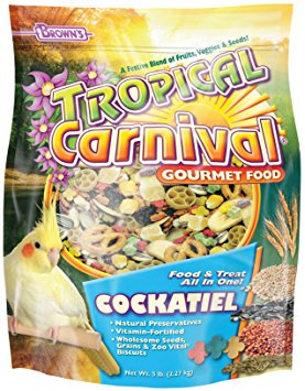 Tropical Carnival F.M. Brown's Bird Food for Cockatiels, Lovebirds, and Conures, Vitamin-Nutrient Fortified Daily Diet