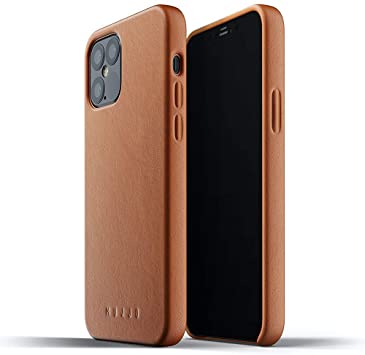 Mujjo Full Leather Case for iPhone 12 Pro/iPhone 12 | Premium Genuine Leather, Natural Aging Effect | Slim Fit Design, Wireless Charging (Tan)