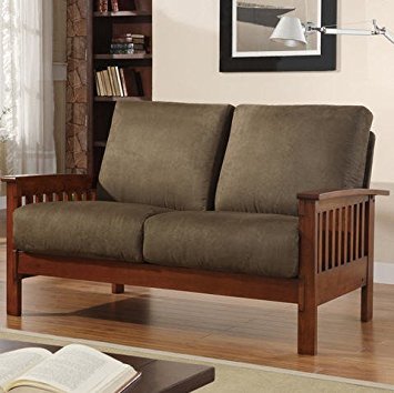 Tribecca Home Hills Collection Oak and Olive Loveseat