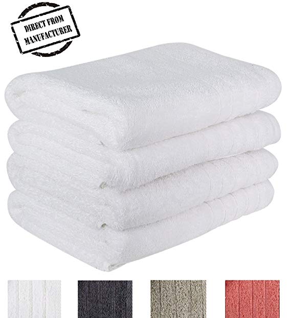 Avira Home Premium Bath Towel Set (Pack of 4, 27" x 49") 100% Ring-Spun Cotton Towels for Hotel - Spa, 600 GSM, Soft, Highly Absorbent, Machine Washable