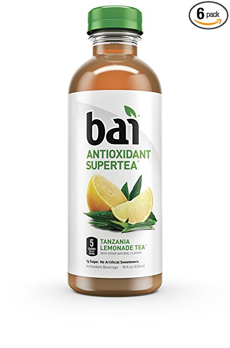 Bai Tanzania Lemonade Tea, Antioxidant Infused Supertea, 18 Fluid Ounce Bottles, 6 count