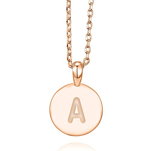 PAVOI 14K Rose Gold Plated Initial Alphabet Pendant Necklace Personalized Gifts for Women