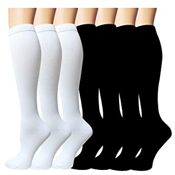 1/7 Pairs Compression Socks for Women&Men (15-20-30mmHg) -Best for Running, Travel,Cycling,Pregnant,Nurse, Edema