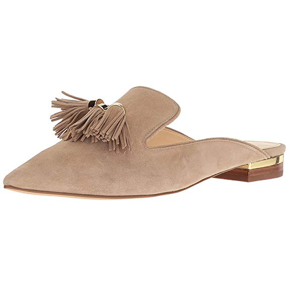 Mavirs Mule Slides, Womens Backless Slip On Loafers Tassels Pointed Toe Slipper Shoes