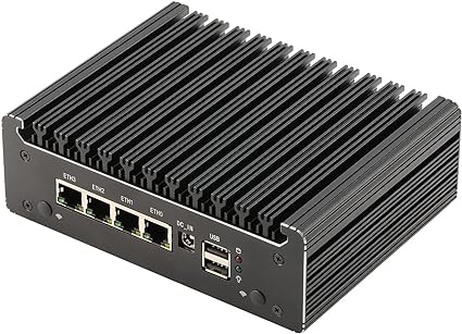 HUNSN Micro Firewall Appliance, Mini PC, Pfsense Plus, Mikrotik, OPNsense, VPN, Router PC, Intel Celeron N4505, RS41, AES-NI, 4 x 2.5GbE I226-V, Console, Type-C, HDMI, DP, SIM Slot, 8G RAM, 128G SSD