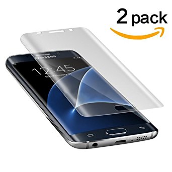 Galaxy S7 Edge Screen Protector [Full 3D Coverage] ,TANTEK [Anti-Bubble] [HD Ultra Clear] PET Film Curved Edge to Edge Screen Protector for Samsung Galaxy S7 Edge,[Lifetime Warranty][2-Pack]