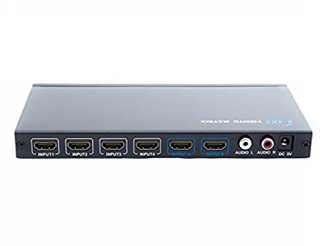 Voygon 4x2 4-In 2-Out HDMI Matrix Switch Switcher Splitter w/ Remote, 3D 1080P, for Bluray, PVR/Netflix/Roku/Kodi Box, PS4/PS3, XboxOne/Xbox360, iPhone/iPad/Android/Fire, VGHM4X2