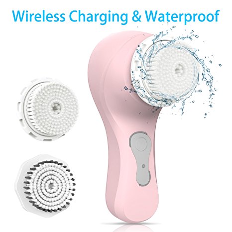Sonic Facial Cleansing Brush THZY Waterproof Protable Wireless Charging Cleaning brush for Body and Face Skin Care,Blackhead Remover Exfoliating Massager