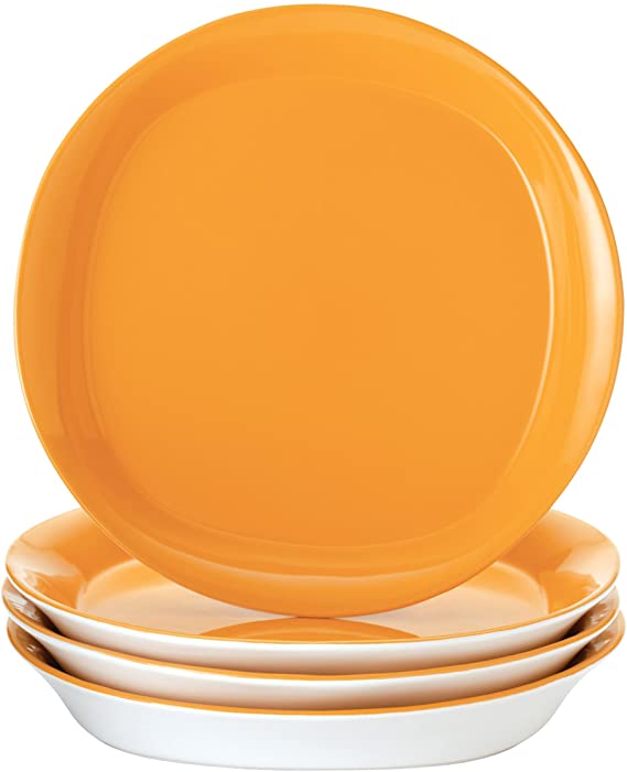 Rachael Ray Dinnerware Round and Square 4-Piece Stoneware Salad Plate Set, Yellow