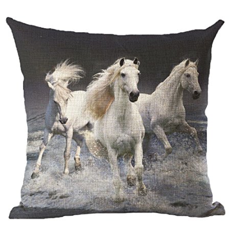 Oil Painting Horse Printed Cushion Cover LivebyCare Linen Cotton Cover Throw Pillow Case Sham Pattern Zipper Pillowslip Pillowcase For Home Sofa Couch Bedding Chair Seat Back