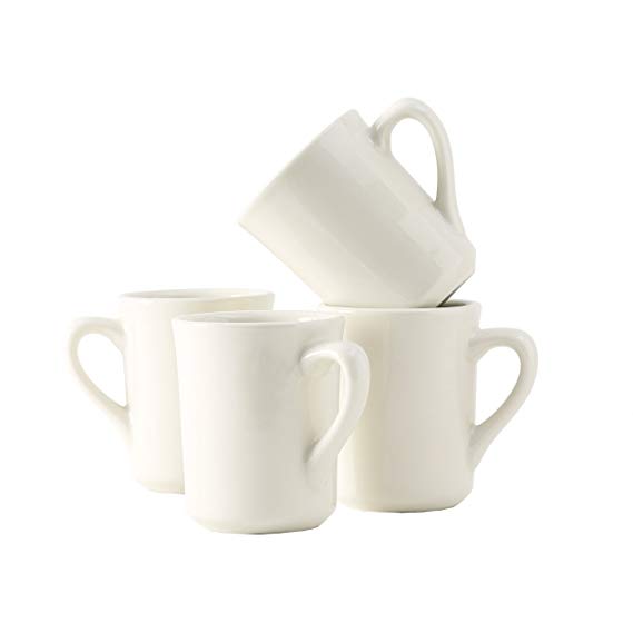 Tuxton Home Nevada American White (Eggshell) Brea Mug 8 oz. - Set of 4;  Heavy Duty; Chip Resistant; Lead and Cadmium Free; Freezer to Oven Safe up to 500F